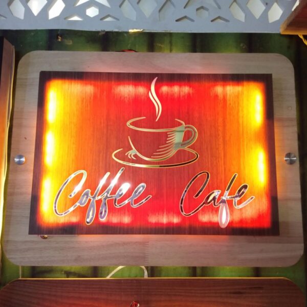 Stylish LED sign board with wooden base by BL LED Board & Name Plate.