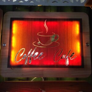 Modern LED sign board on wooden base by BL LED Board & Name Plate.