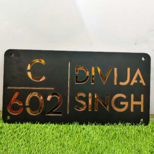 Acrylic Name Plate with Golden Letters - Elegant Design