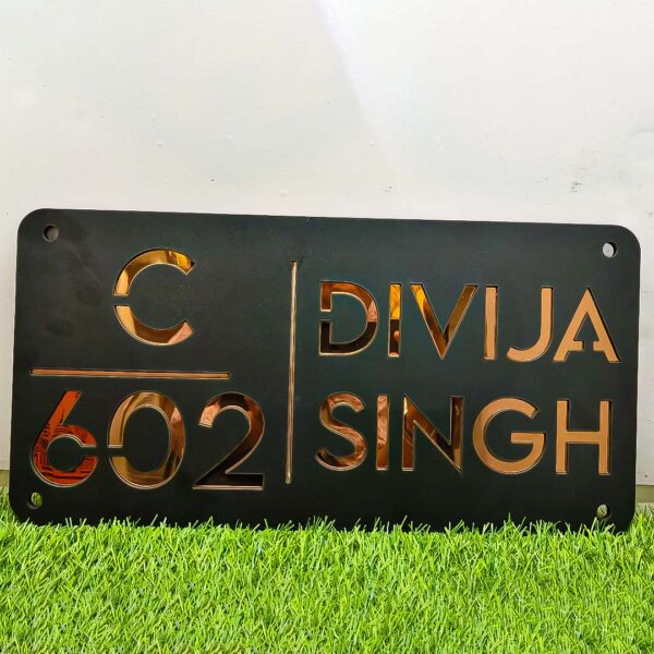 Acrylic Name Plate with Golden Letters - Elegant Design