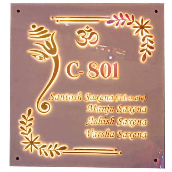 Ganesh & Om LED Name Plate - Lucknow