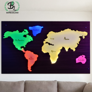 World Map Wall Decor (Multicolor LED Lights), vibrant and illuminating